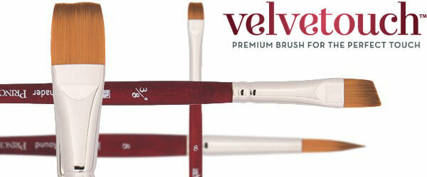 Princeton Velvetouch Synthetic Blend Short Handle Brush, Size 1/2 Angle  Shader